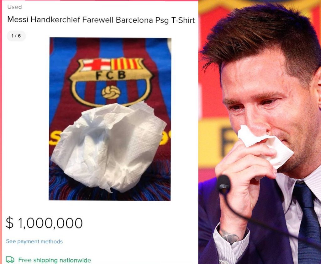 Chiếc khăn giấy mà Lionel Messi dùng để lau nước mắt được bán với 1 triệu USD
