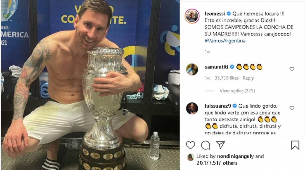Ảnh Messi vô địch Copa America phá kỷ lục của Ronaldo trên Instagram